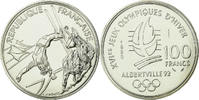 France 100 Francs Coin, Free-style skier, ESSAI, Silver, KM:983 -