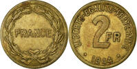 France 2 Francs Coin, France Libre, Philadelphia, Brass -