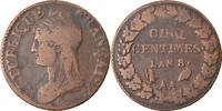 France 5 Centimes Coin, Dupré, Metz, Bronze, KM:640.2 -