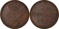 German States 3 Pfennig, Dreiling Coin, MECKLENBURG-SCHWERIN, Friedrich Franz II, 3 Pfennig -