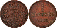 German States 1/2 Kreuzer, 4 Pfennig Coin, WURTTEMBERG, Wilhelm I -