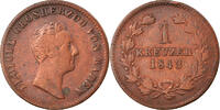 German States Kreuzer Coin, BADEN, Leopold I, Copper, KM:203 -