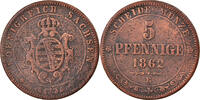 German States 5 Pfennig Coin, SAXONY-ALBERTINE, Johann -