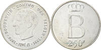 Belgium 250 Francs, 250 Frank Coin, Brussels, Silver -