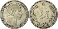 Denmark 25 Öre Coin, Christian IX, Copenhagen, Silver -