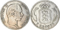 Denmark 2 Kroner Coin, Christian IX, Copenhagen, Silver -