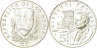 San Marino 5 Euro Giovanni Pascoli, Silver, KM:520 -