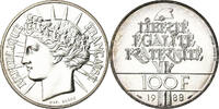 France 100 Francs Coin, Fraternité, Silver, KM:966 -