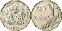Nigeria 50 Kobo Coin, Elizabeth II, Nickel plated steel -