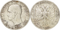 Albania 5 Lek Coin, Rome, Silver, KM:33 -