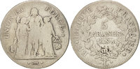 France 5 Francs Coin, Union et Force, Bayonne, Silver -