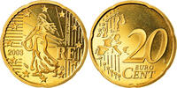 France 20 Euro Cent Proof, Brass, KM:1286 -