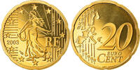 France 20 Euro Cent Proof, Brass, KM:1286 -