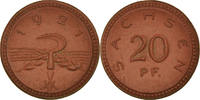 Germany 20 Pfennig Coin, monnaie de nécessité saxe, Porcelain -