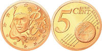 France 5 Euro Cent Proof, Copper Plated Steel, KM:1284 -