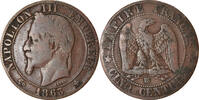 France 5 Centimes Coin, Napoleon III, Napoléon III, Strasbourg -