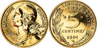 France 5 Centimes Coin, Marianne, Paris, BU, Aluminum-Bronze -
