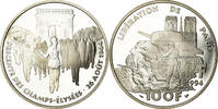 France 100 Francs Coin, Libération de Paris, BE, Silver -