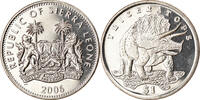 Sierra Leone Dollar Coin, Pobjoy Mint, Dinosaures - Tricératops -