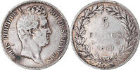 France 5 Francs Coin, Louis-Philippe, Paris, Silver -