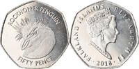 Falkland Islands 50 Pence Coin, Pingouins - Manchot sauteur -
