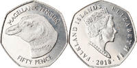 Falkland Islands 50 Pence Coin, Pingouins - Manchot de Magellan -
