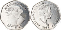 Falkland Islands 50 Pence Coin, Pingouins - Manchot Macaroni -