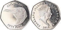Falkland Islands 50 Pence Coin, Pingouins - Manchot royal -