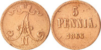 Finland 5 Pennia Coin, Alexander II, Copper, KM:4.1 -