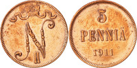 Finland 5 Pennia Coin, Nicholas II, Copper, KM:15 -