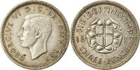 Great Britain 3 Pence Coin, George VI, Silver, KM:848 -