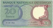 Congo Democratic Republic 20 Francs Banknote, 1962-05-15, KM:4a -