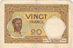 Madagascar 20 Francs Banknote, Undated (1937-47), KM:37 -