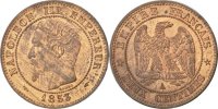 France 2 Centimes Coin, Napoleon III, Napoléon III, Paris -