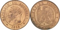 France 2 Centimes Coin, Napoleon III, Napoléon III, Bordeaux -