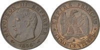 France 5 Centimes Coin, Napoleon III, Napoléon III, Paris -
