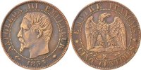 France 5 Centimes Coin, Napoleon III, Napoléon III, Marseille -