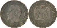 France 5 Centimes Coin, Napoleon III, Napoléon III, Marseille -
