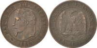 France 2 Centimes Coin, Napoleon III, Napoléon III, Strasbourg -
