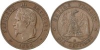 France 10 Centimes Coin, Napoleon III, Napoléon III, Strasbourg -