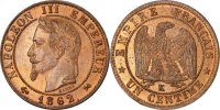 France Centime Coin, Napoleon III, Napoléon III, Bordeaux -
