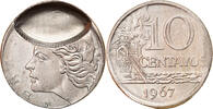 Brazil 10 Centavos Coin, error partial brockage -
