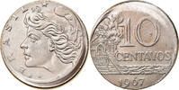 Brazil 10 Centavos Coin, cupped off center strike error -