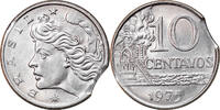 Brazil 10 Centavos Coin, error clipped planchet, Stainless -