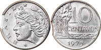 Brazil 10 Centavos Coin, error clipped planchet, Stainless -