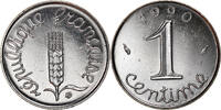 France Centime Coin, Épi, Paris, Stainless Steel, KM:928 -