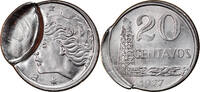 Brazil 20 Centavos Coin, error partial brockage, Stainless -