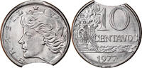 Brazil 10 Centavos Coin, error clipped planchet, Stainless -