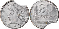 Brazil 20 Centavos Coin, error clipped planchet, Stainless -