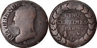 France 5 Centimes Coin, Dupré, Geneva, Bronze, KM:640.6 -